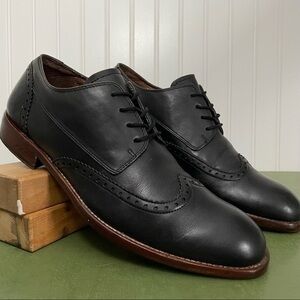 John Varvatos Retro Wingtip Oxfords in Black Leather